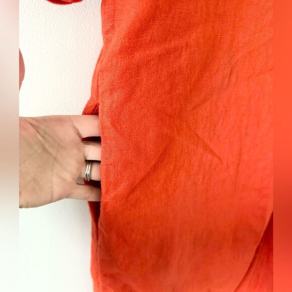 Banana Republic Colette Linen Mini Dress with Puff Sleeve in Red Orange - XXS - Picture 5 of 8